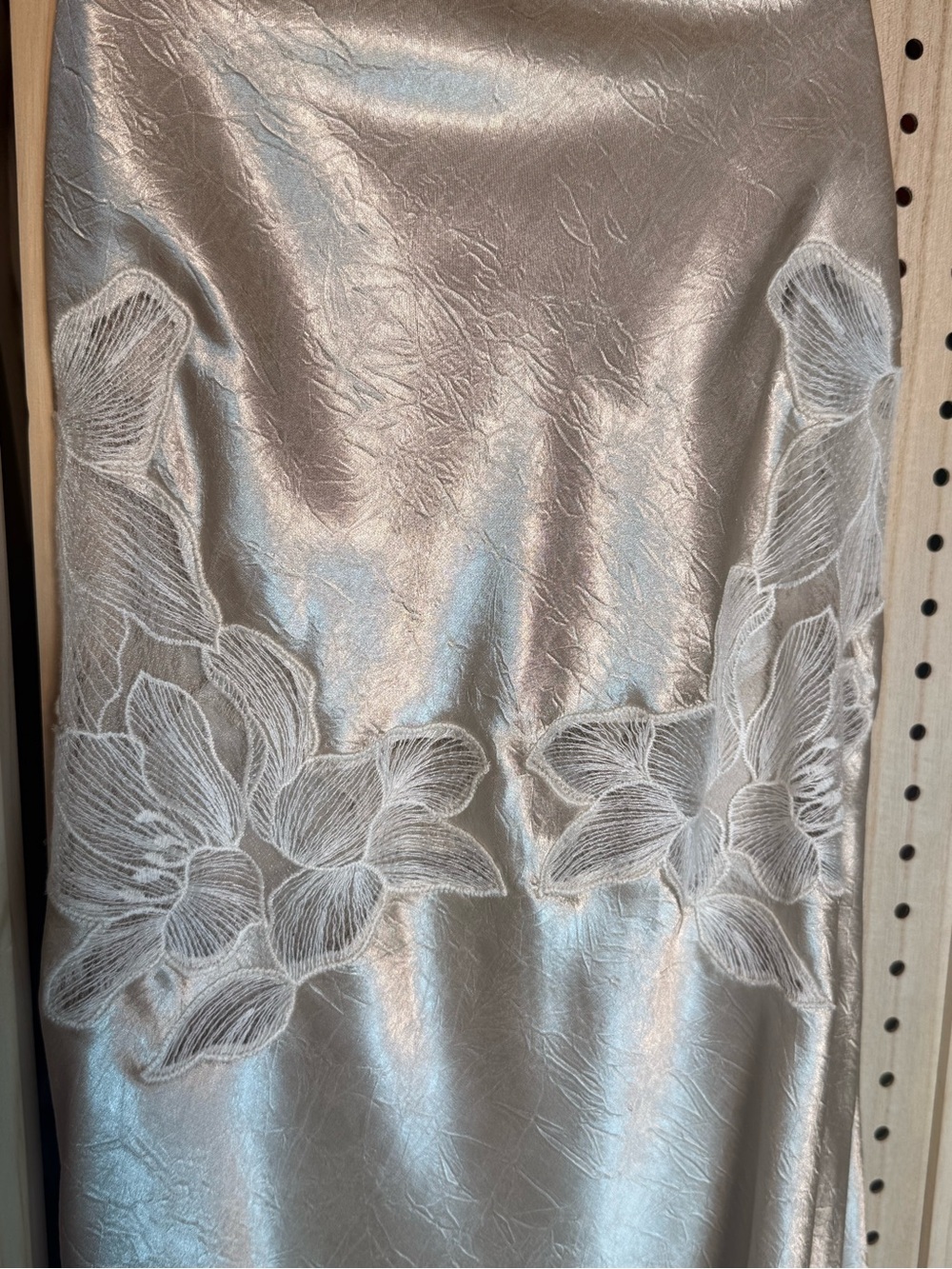 H&M Champagne Metallic Floral Appliqué Open Back Maxi Dress XS Y2K Formal - Picture 4 of 11